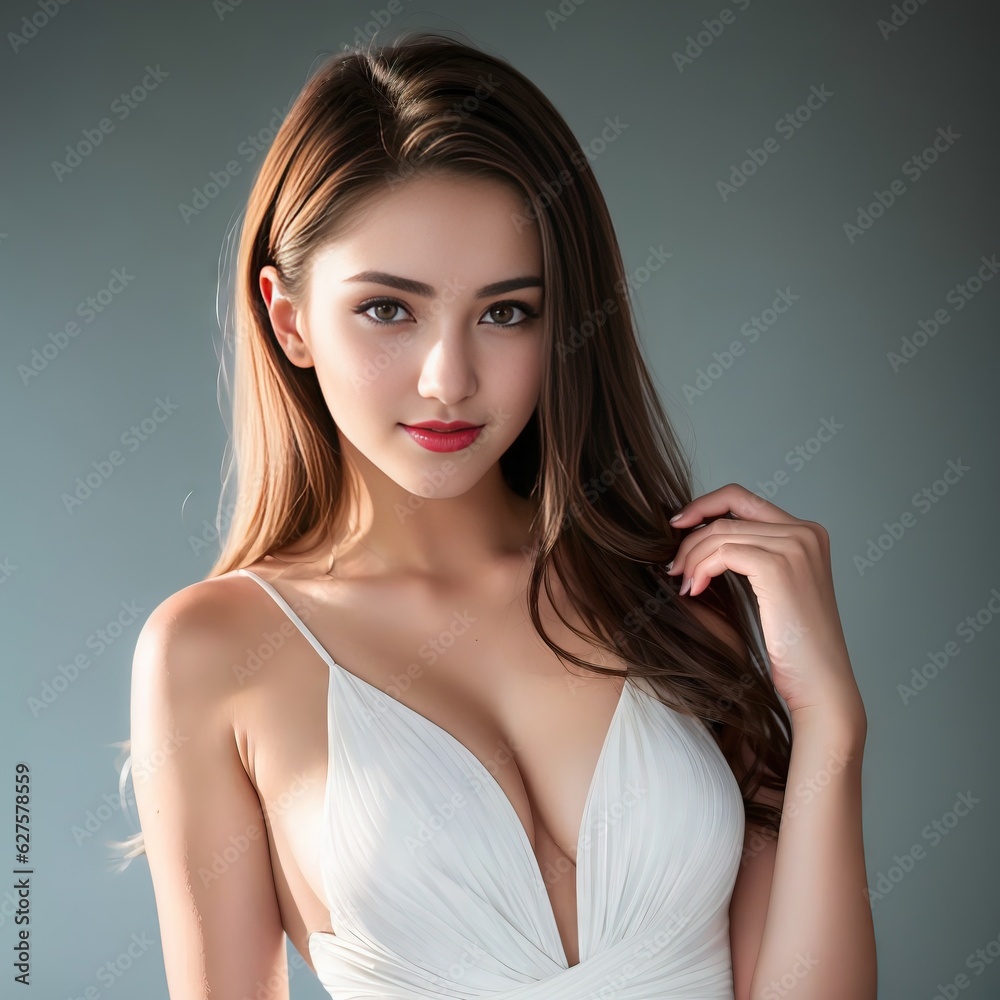 portrait of a woman made with generative ai in white dress portrait of a woman made with generative ai in white dress