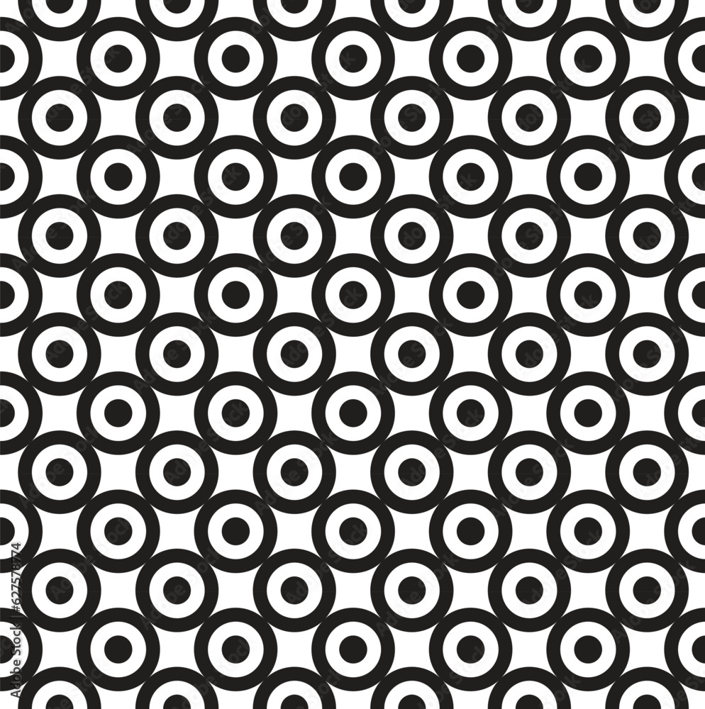 Vector simple geometric black circle seamless pattern