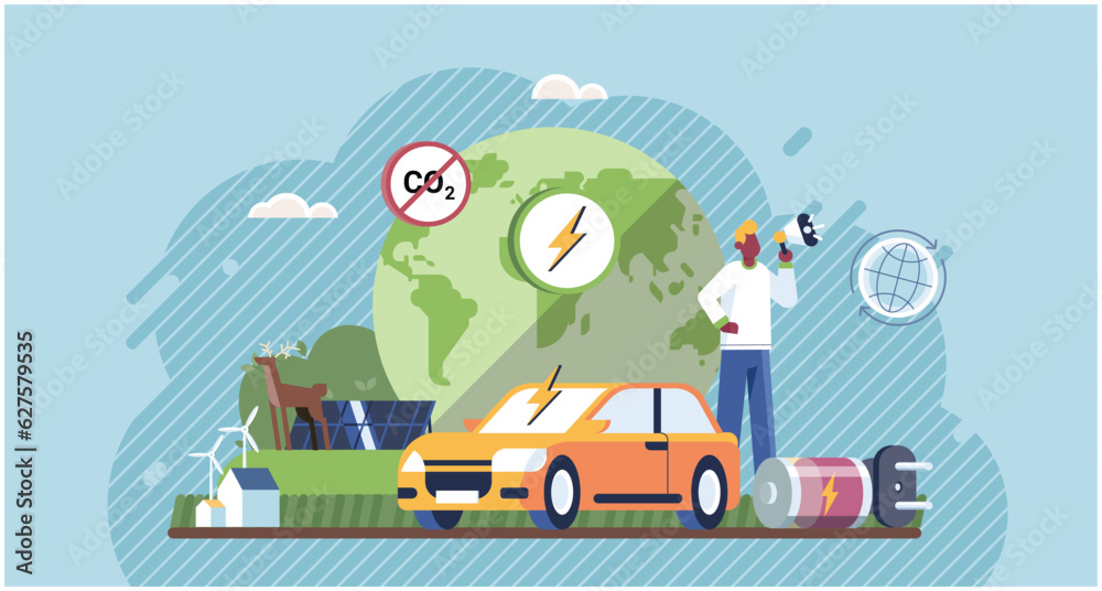Naklejka premium Metaphor for ecological travel, conservation, climate change, global warming and the fragility of nature. People cooperating for environmental protection and sustainability, supporting earth together