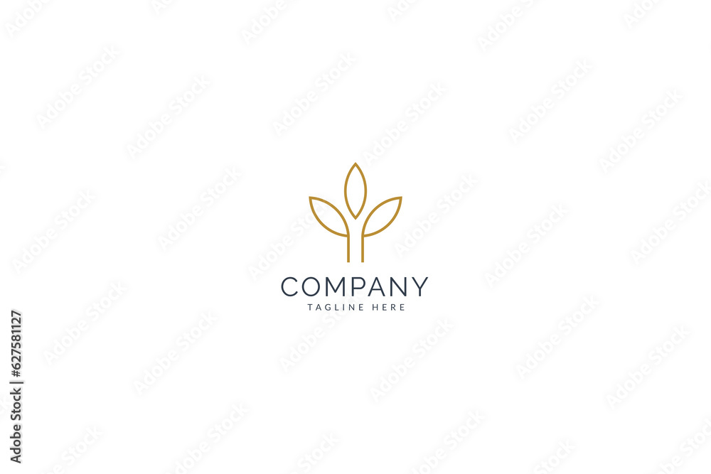 Creative Brandmark logo three growing leaves plants eco Creative Brandmark logo three growing leaves plants eco