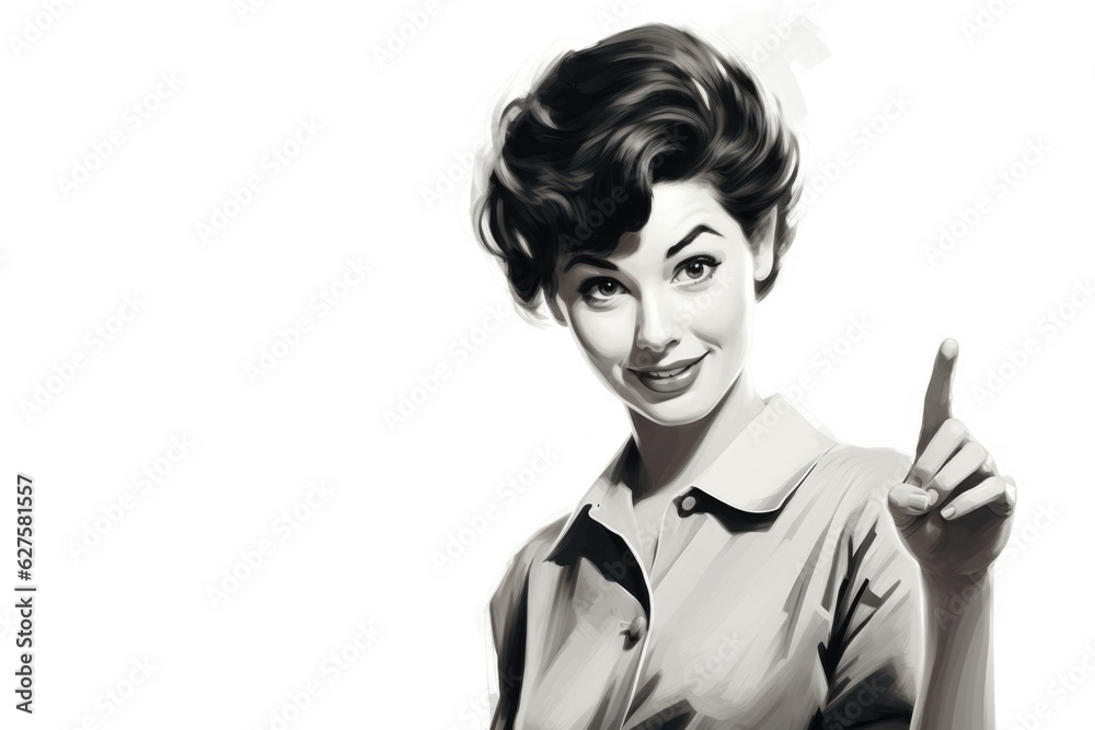 Generative AI - Empowering Fashion: Short-Haired Woman with Charismatic Pointing Gesture Generative AI - Empowering Fashion: Short-Haired Woman with Charismatic Pointing Gesture