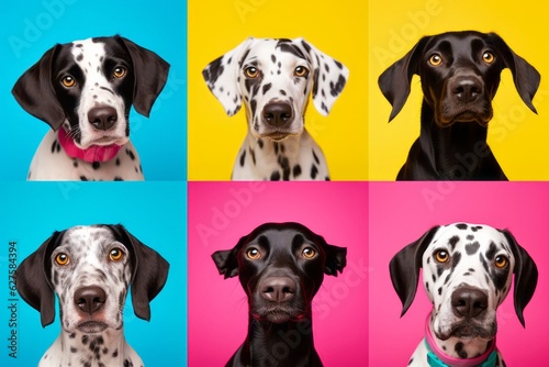 Cute Dog Photos Against a Colorful Background  Showcasing Expressive Faces and Emotional Expressions in a Low-Angle Shot  generative ai