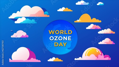 World ozone day or Ozone Day awareness animation