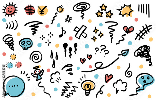 手書きの感情表現記号アイコンセット