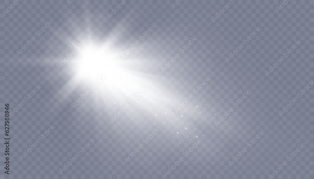 White light. background effect. Bright light effect with rays and glare for vector illustration.