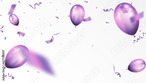 Purple confetti isolated on transparent background. Falling serpentine. Realistic bright serpentine. Flying holiday tinsel. Anniversary decorative elements. vector