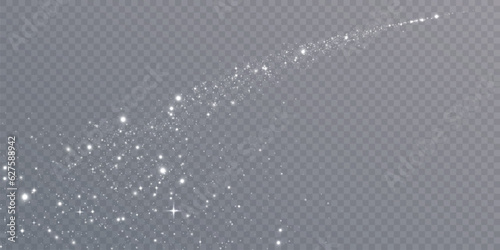 Bokeh light effect with lots of shiny shimmering particles isolated on transparent background. Glitter. Vector star cloud with dust.