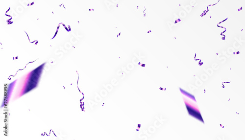 Purple confetti isolated on transparent background. Falling serpentine. Realistic bright serpentine. Flying holiday tinsel. Anniversary decorative elements. vector