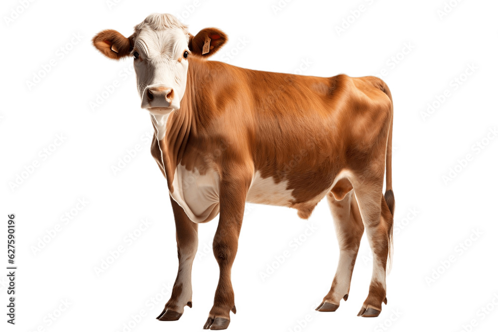 Cow Isolated on Transparent Background. Generative AI