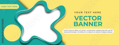 Yellow Cream Green Vector Banner with Abstract Shape Template Design