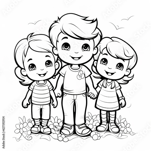 coloring page for kids, simple, white background