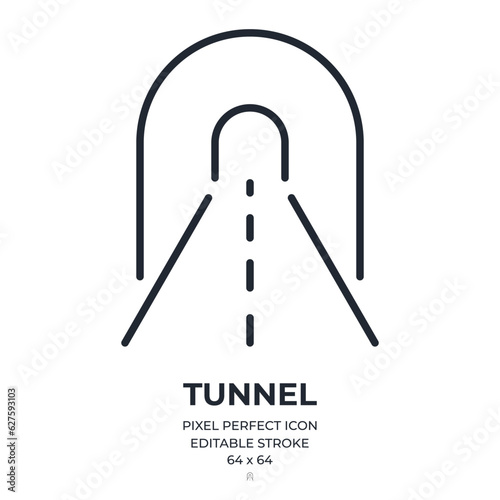 Tunnel editable stroke outline icon isolated on white background flat vector illustration. Pixel perfect. 64 x 64.