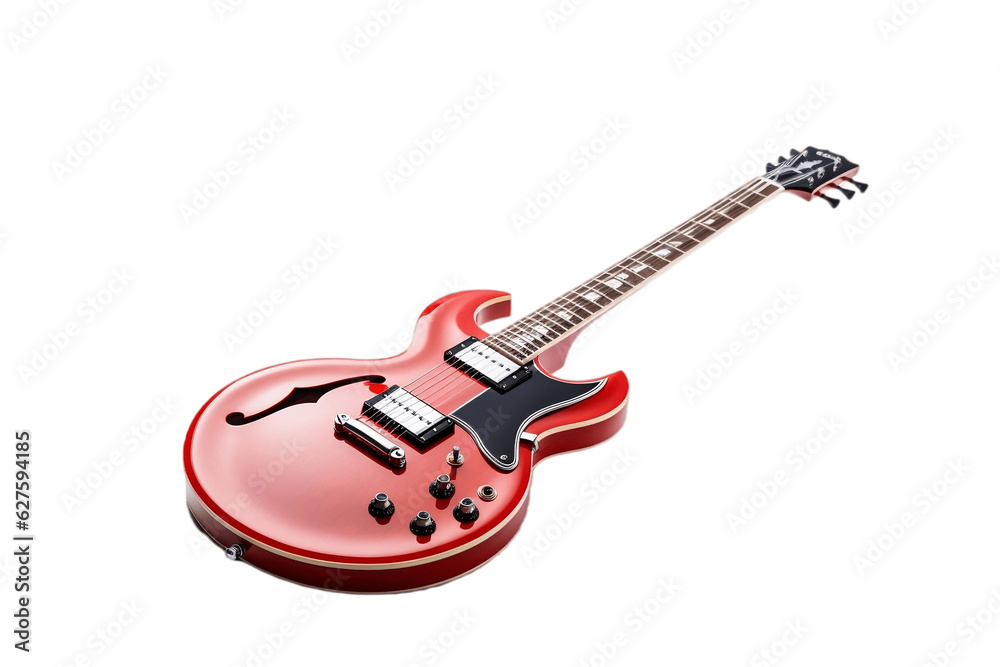Electric Guitar Isolated on Transparent Background. Generative AI