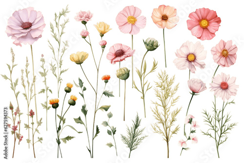 Exquisite Watercolor Daisies in Various Sizes Isolated on a Transparent Background. Generative AI © zainab