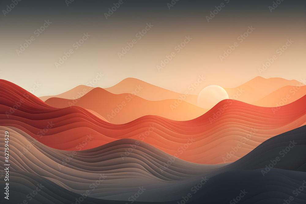 abstract waves and mountains Japanese style background with line wave pattern, AI generate