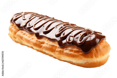 Isolated French Eclair Pastry on Transparent Background. Generative AI