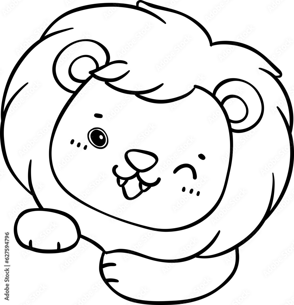 Cute and Innocent Baby Lion Cartoon Doodle Outline hand drawing Cute and Innocent Baby Lion Cartoon Doodle Outline hand drawing