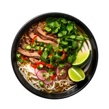 Bowl of Vietnamese Beef Pho Isolated on a Transparent Background