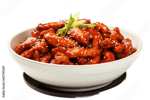 General Tso Chicken Isolated on Transparent Background. Generative AI