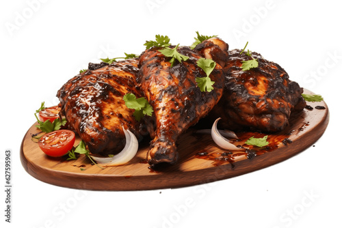 Jerk Chicken Isolated on Transparent Background. Generative AI