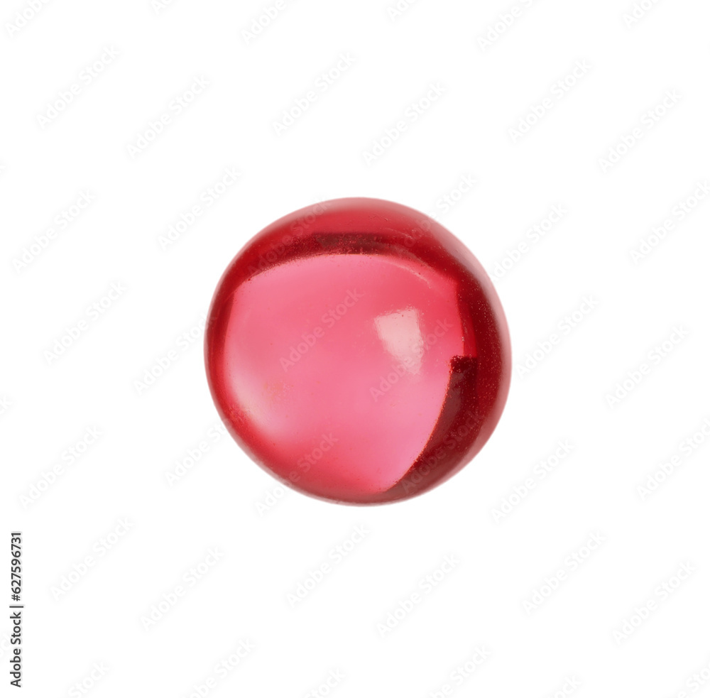 One bright pink pill isolated on white One bright pink pill isolated on white