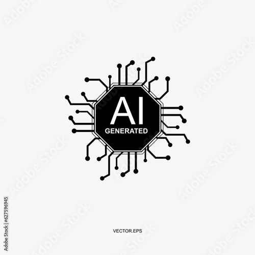 logo AI Processor vector icon. Chipset AI for device or, AI generative art creative circuit concept in digital, Ai vector microchip circuit