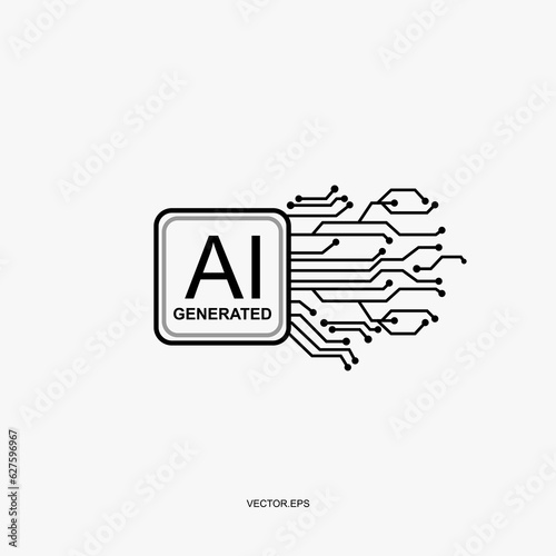 logo AI Processor vector icon. Chipset AI for device or, AI generative art creative circuit concept in digital, Ai vector microchip circuit