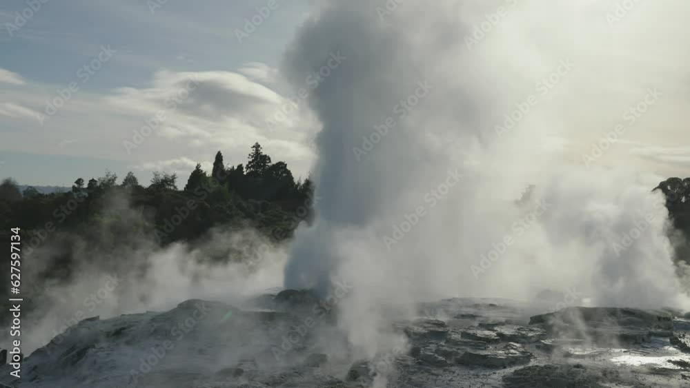 Rotorua geothermal geyser, New Zealand, Slow motion wide shot Rotorua geothermal geyser, New Zealand, Slow motion wide shot