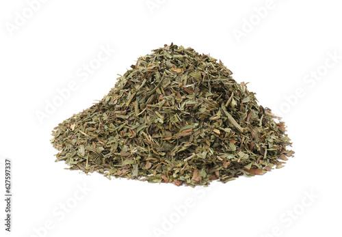 Pile of dry tarragon isolated on white