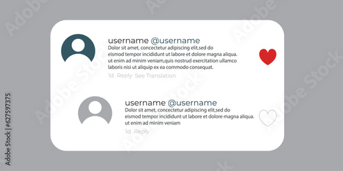 Mobile app. Comment window. Vector illustration.