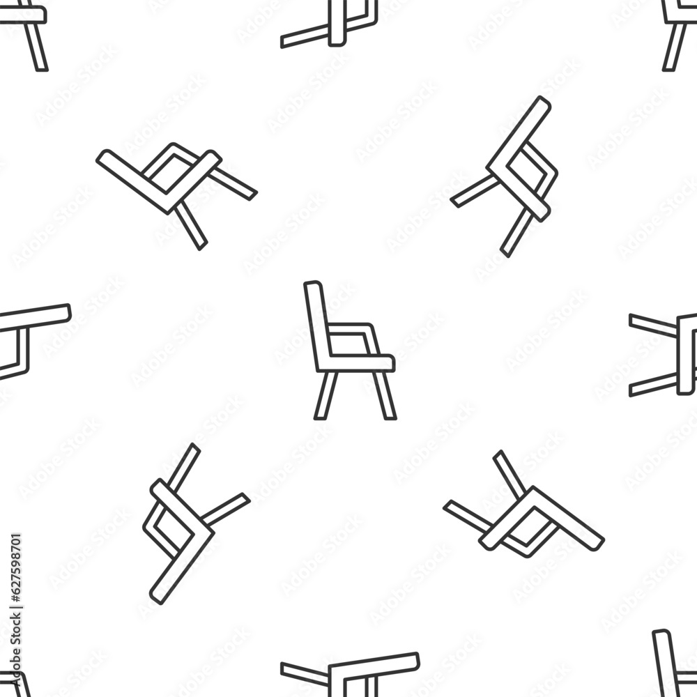 Grey line Armchair icon isolated seamless pattern on white background. Vector Grey line Armchair icon isolated seamless pattern on white background. Vector