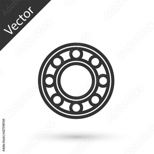 Grey line Bicycle ball bearing icon isolated on white background. Vector