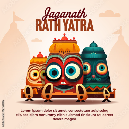 Happy Rath Yatra celebration for social media post design template