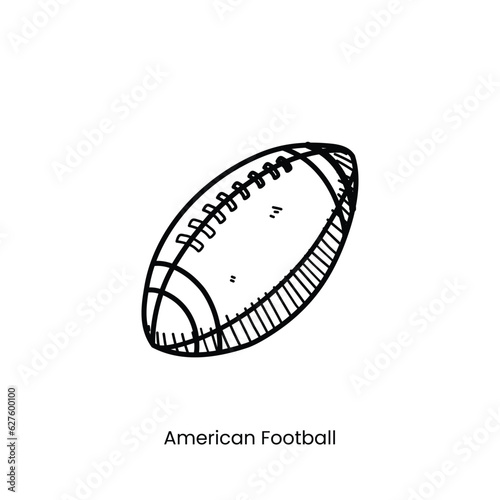 American Football Handdrawn Retro Style Vintage Line Art