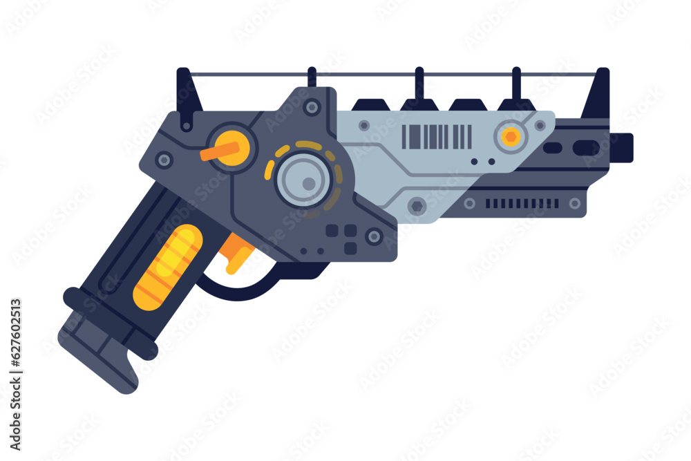 Naklejka premium Fantastic Weapon and Raygun as Destructive Energy Gun Vector Illustration