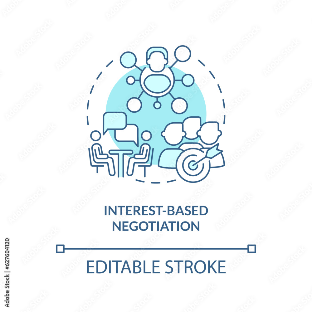 Editable interest based negotiation blue icon concept, isolated vector, lobbying government thin line illustration. Editable interest based negotiation blue icon concept, isolated vector, lobbying government thin line illustration.