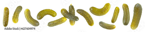 Valokuva Group of pickled cucumbers isolated on a white background