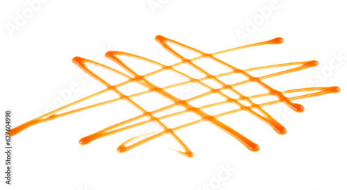 Fotografie Liquid golden butterscotch toffee caramel isolated on a white background