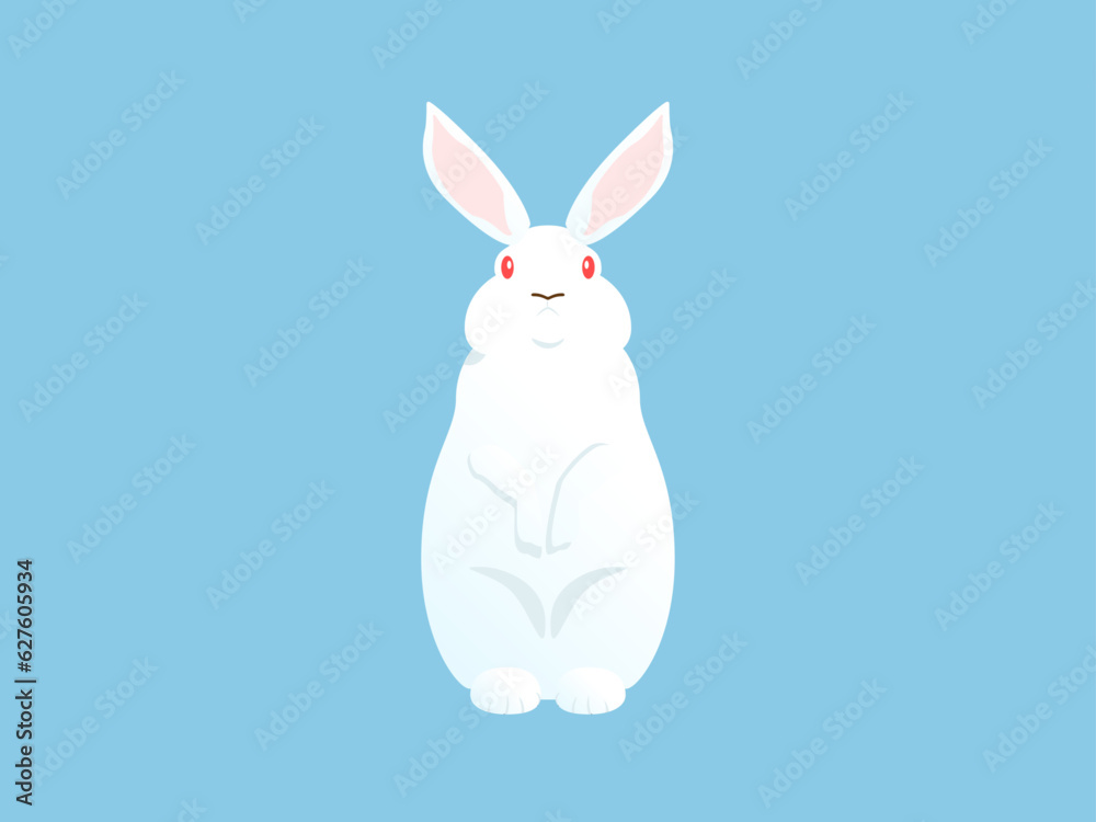 Obraz premium 立ってこちらを見つめるウサギのイラスト