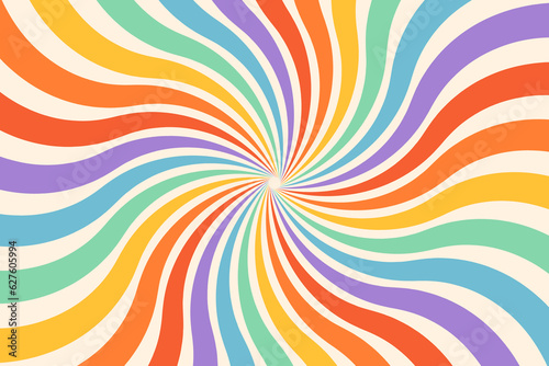 Stampa su tela Groovy abstract rainbow swirl background