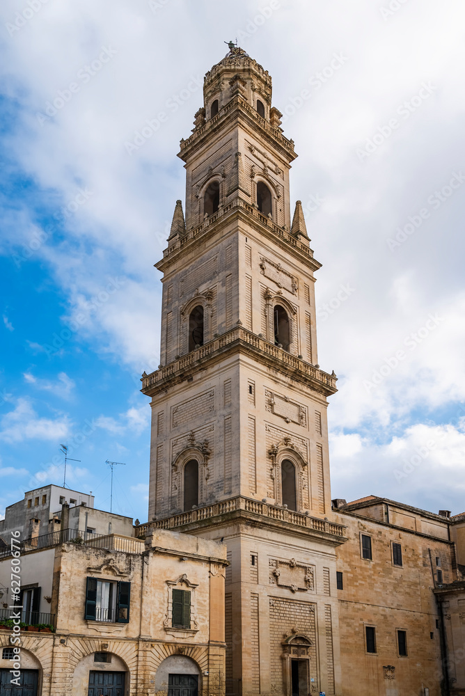 Bell tower of Lecce Cathedral. made up of five tapered levels