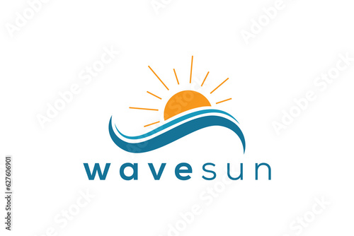 Trendy Professional sun and wave logo design vector template