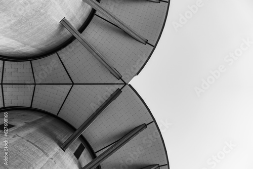 Photography Portland Towers Corporate Offices underneath shows the constructions symmetric patterns
