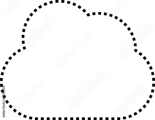 Dashed line basic geometric shapes. Dashed outline of circle, oval, square, triangle and star. Icon of cut frame. Vector illustration