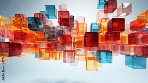3d colorful cubes floating on a white background. Business Technology Background, Incredible detail , ai generated.
