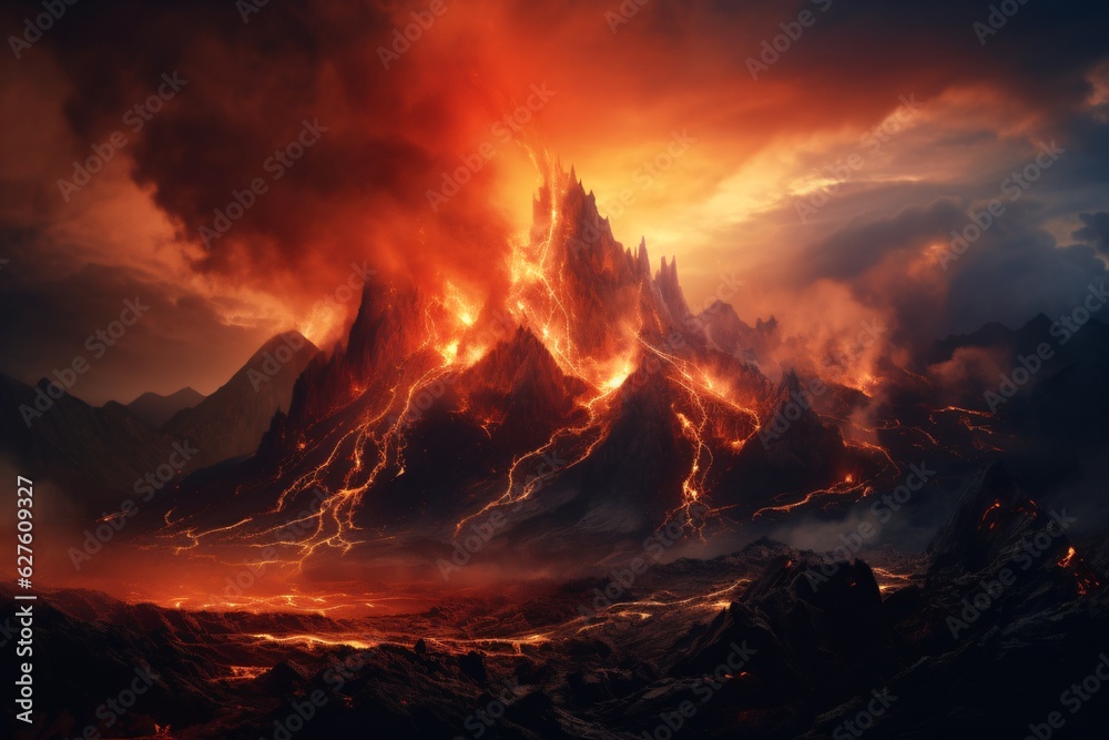 icelandic volcanoes and lava formation, in the style of fantastical dreamscapes, ai generated.
