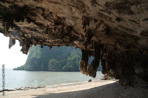 Beautiful limestone mountain view of Khao Phing Kan Island in Phang Nga Bay, a famous tourist destination of Thailand.