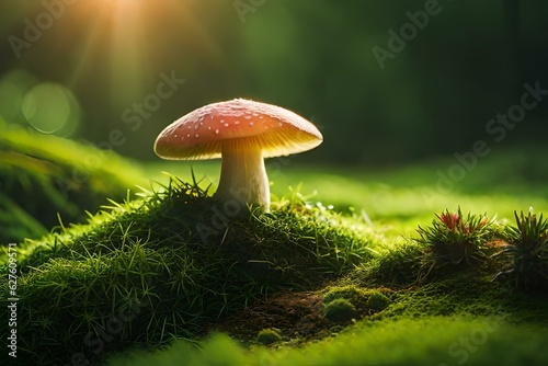 mushroom in the grass generated with AI technology