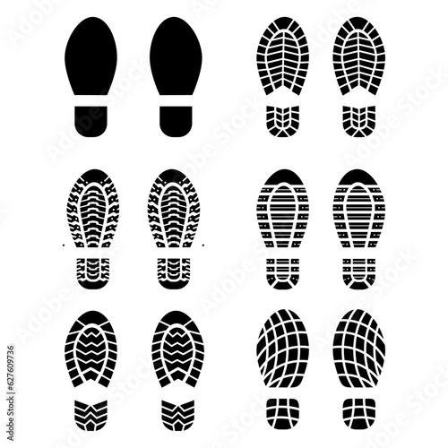The illustration sets of human shoe footwear models