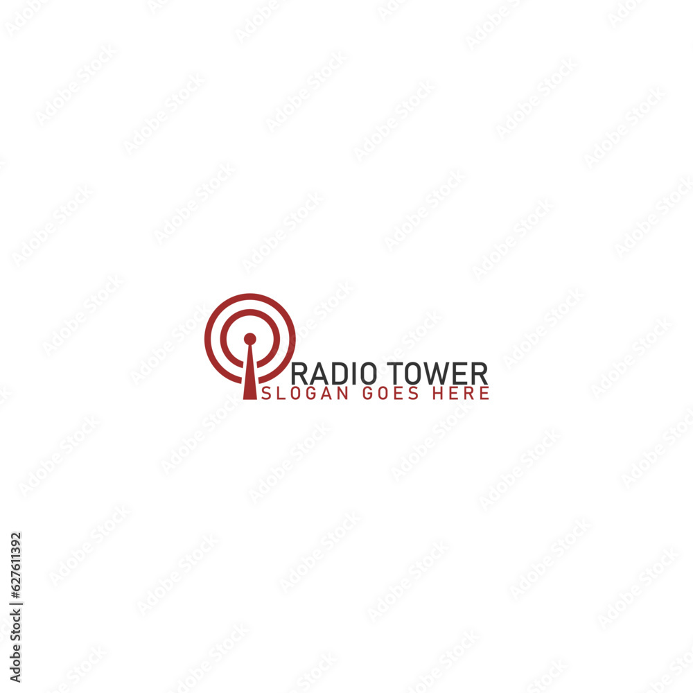Radio Signal Tower logo design template isolated on white background Radio Signal Tower logo design template isolated on white background